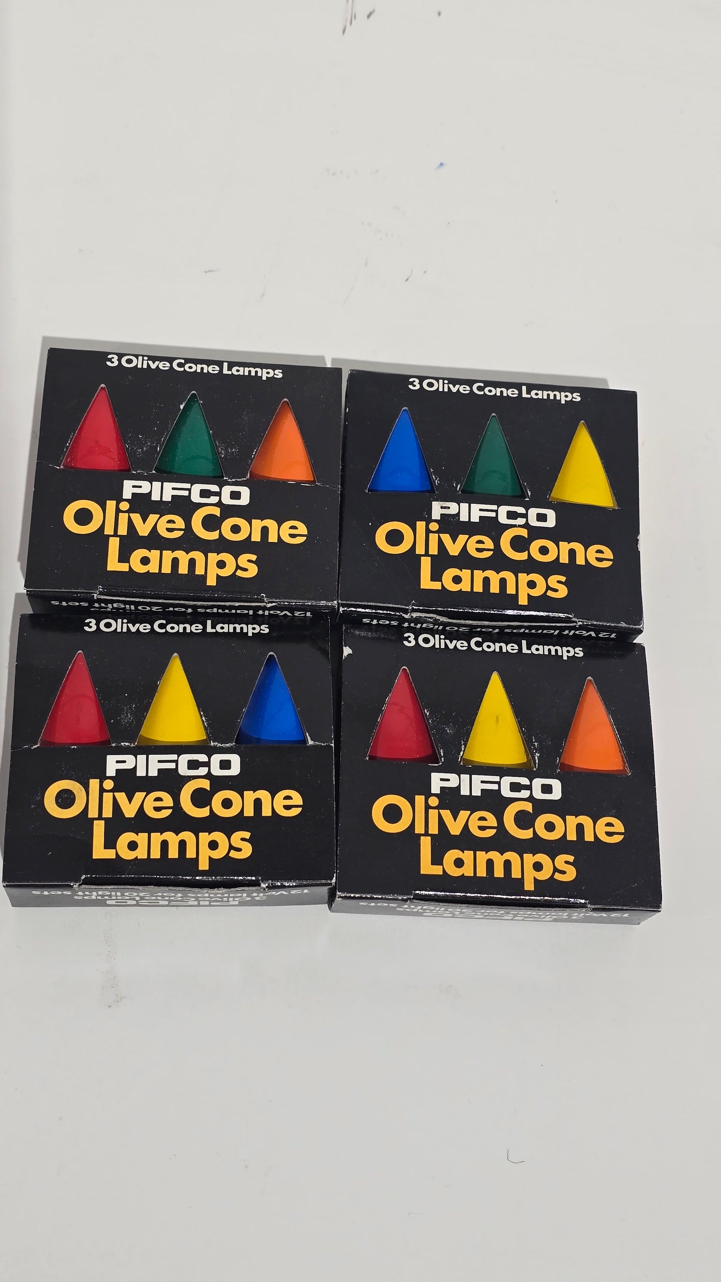 Vintage PIFCO Olive Cone Lamps Replacement Christmas Light Bulbs 4 Pack