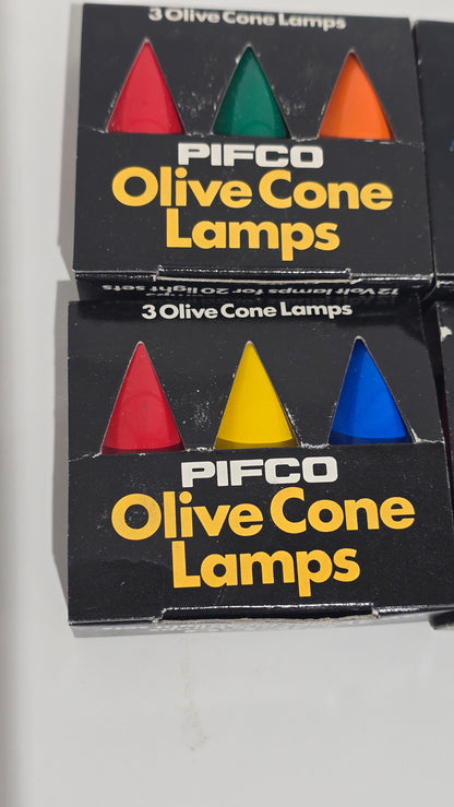 Vintage PIFCO Olive Cone Lamps Replacement Christmas Light Bulbs 4 Pack