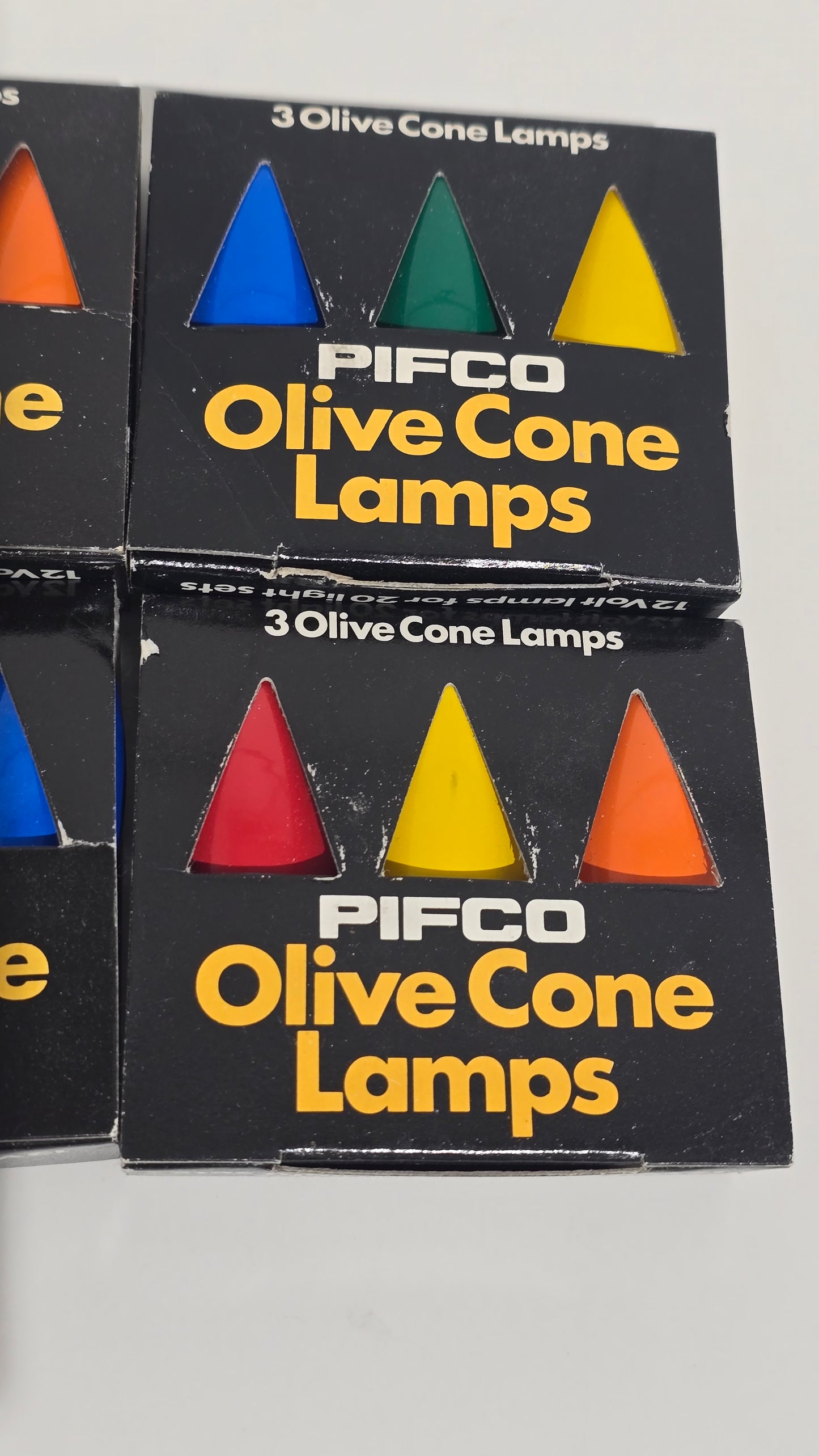 Vintage PIFCO Olive Cone Lamps Replacement Christmas Light Bulbs 4 Pack