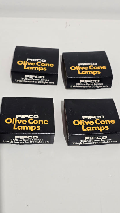 Vintage PIFCO Olive Cone Lamps Replacement Christmas Light Bulbs 4 Pack