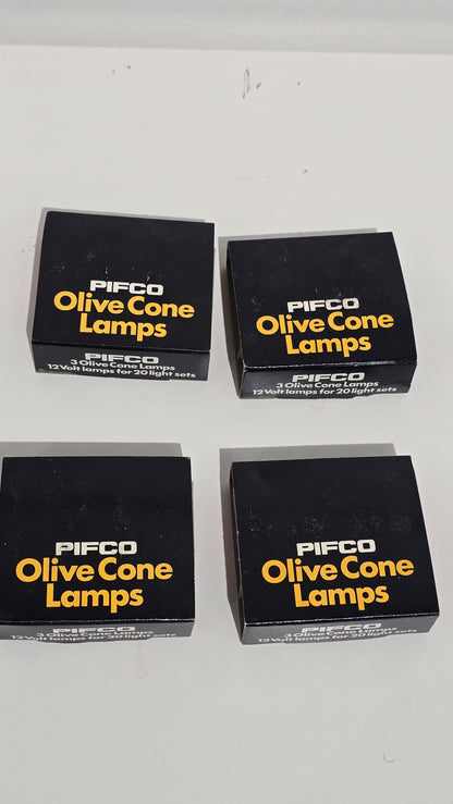Vintage PIFCO Olive Cone Lamps Replacement Christmas Light Bulbs 4 Pack