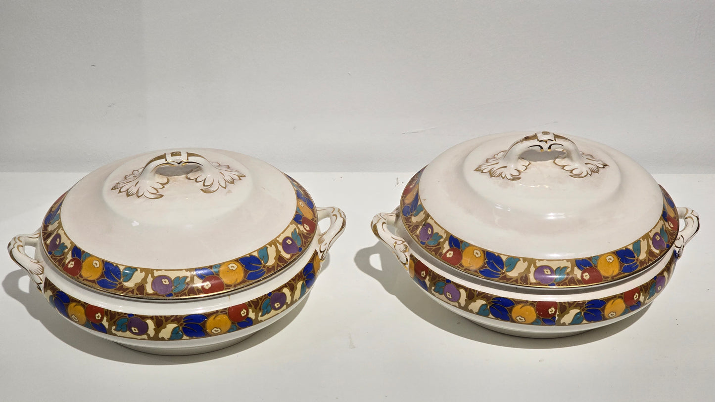 Trio set of Vintage Losol Ware Keeling & Co Berries 5665 Soup & Vegetable Tureens Lidded No Ladle