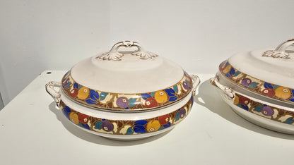 Trio set of Vintage Losol Ware Keeling & Co Berries 5665 Soup & Vegetable Tureens Lidded No Ladle
