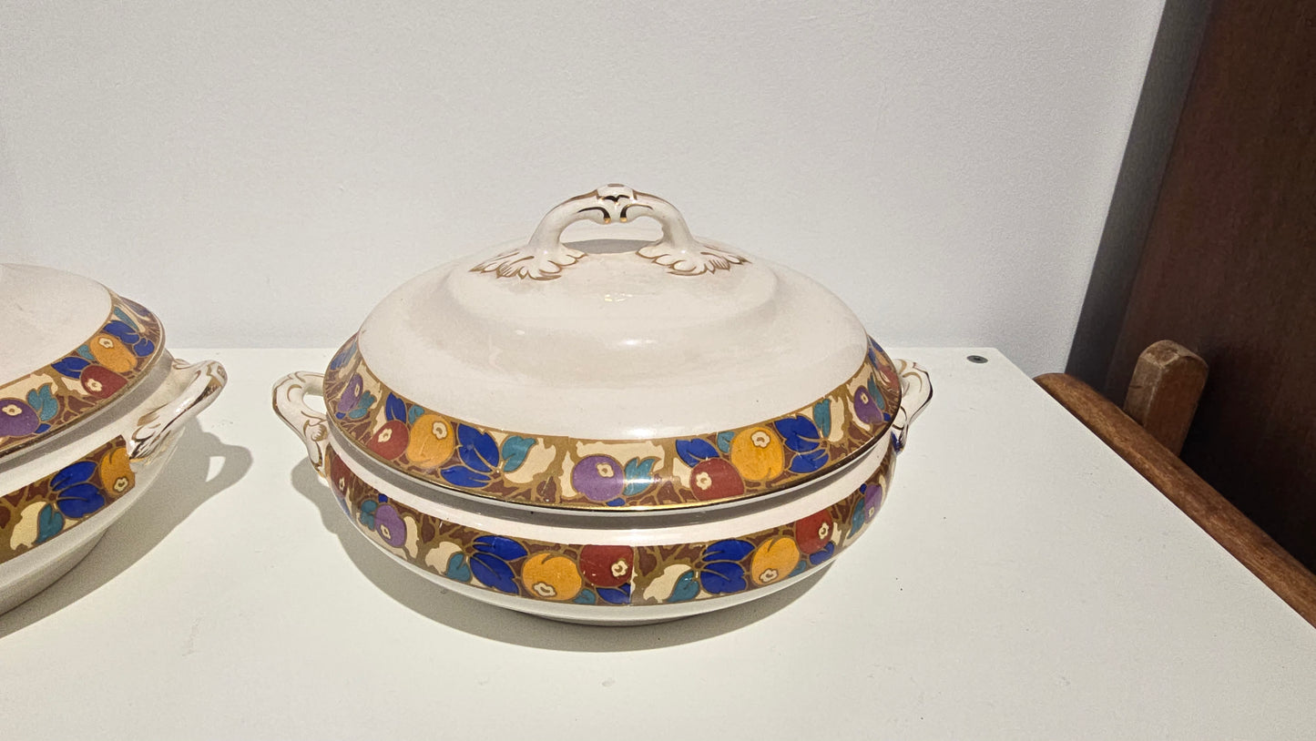 Trio set of Vintage Losol Ware Keeling & Co Berries 5665 Soup & Vegetable Tureens Lidded No Ladle