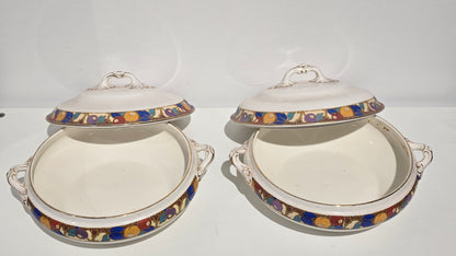 Trio set of Vintage Losol Ware Keeling & Co Berries 5665 Soup & Vegetable Tureens Lidded No Ladle