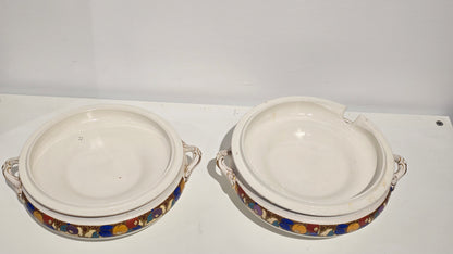 Trio set of Vintage Losol Ware Keeling & Co Berries 5665 Soup & Vegetable Tureens Lidded No Ladle