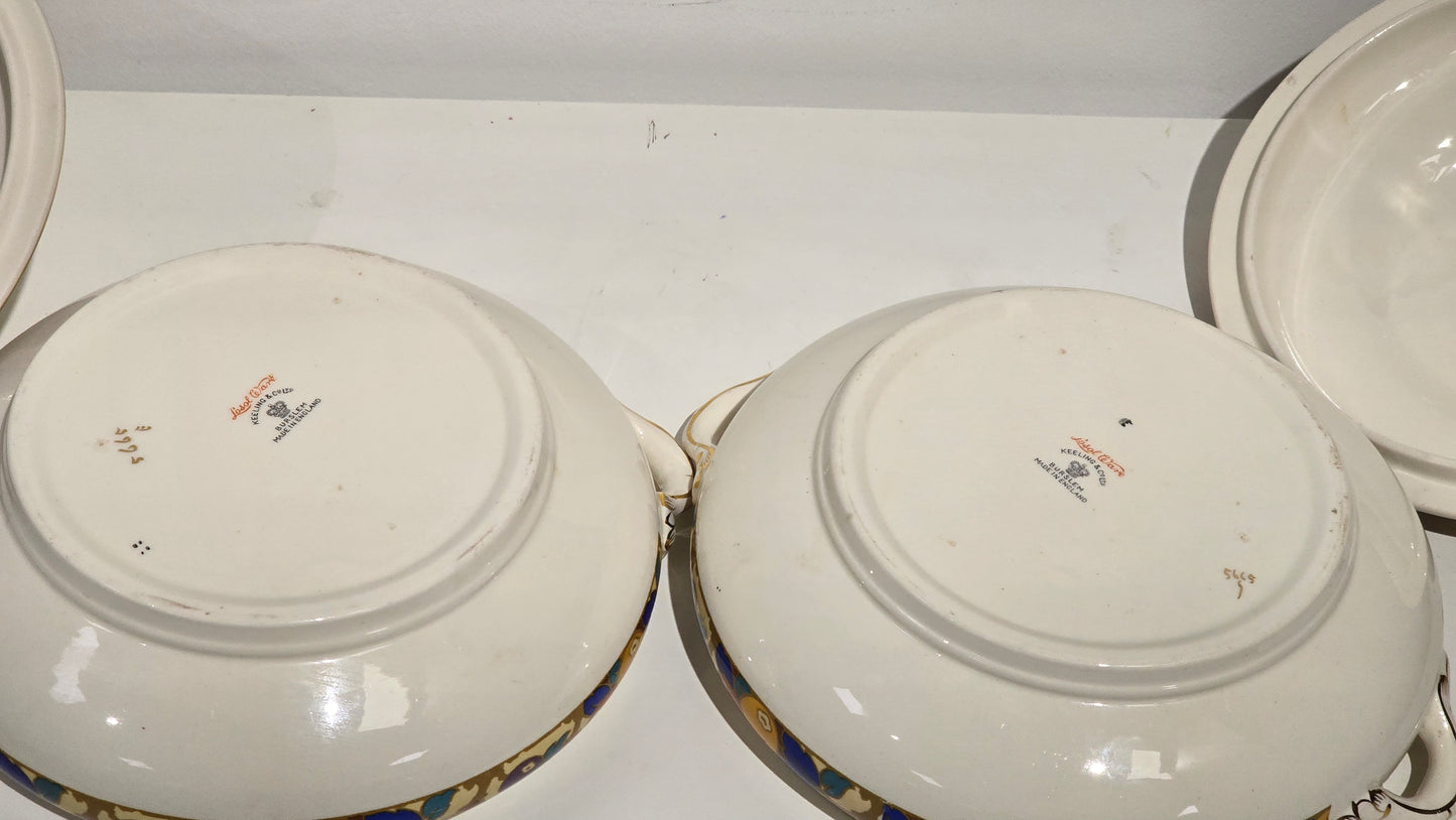 Trio set of Vintage Losol Ware Keeling & Co Berries 5665 Soup & Vegetable Tureens Lidded No Ladle