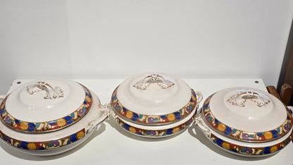 Trio set of Vintage Losol Ware Keeling & Co Berries 5665 Soup & Vegetable Tureens Lidded No Ladle