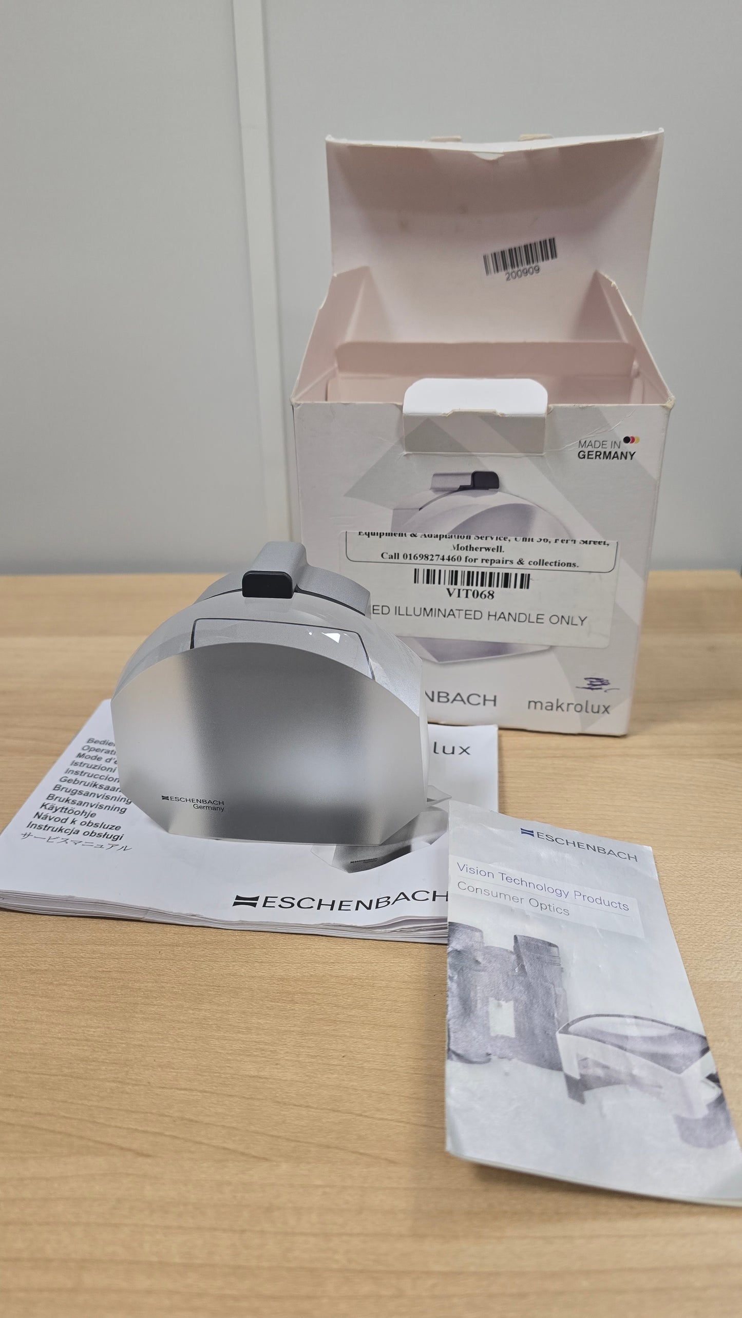 Eschenbach Makrolux 2.2x LED Illuminated Stand Magnifier - Complete Set