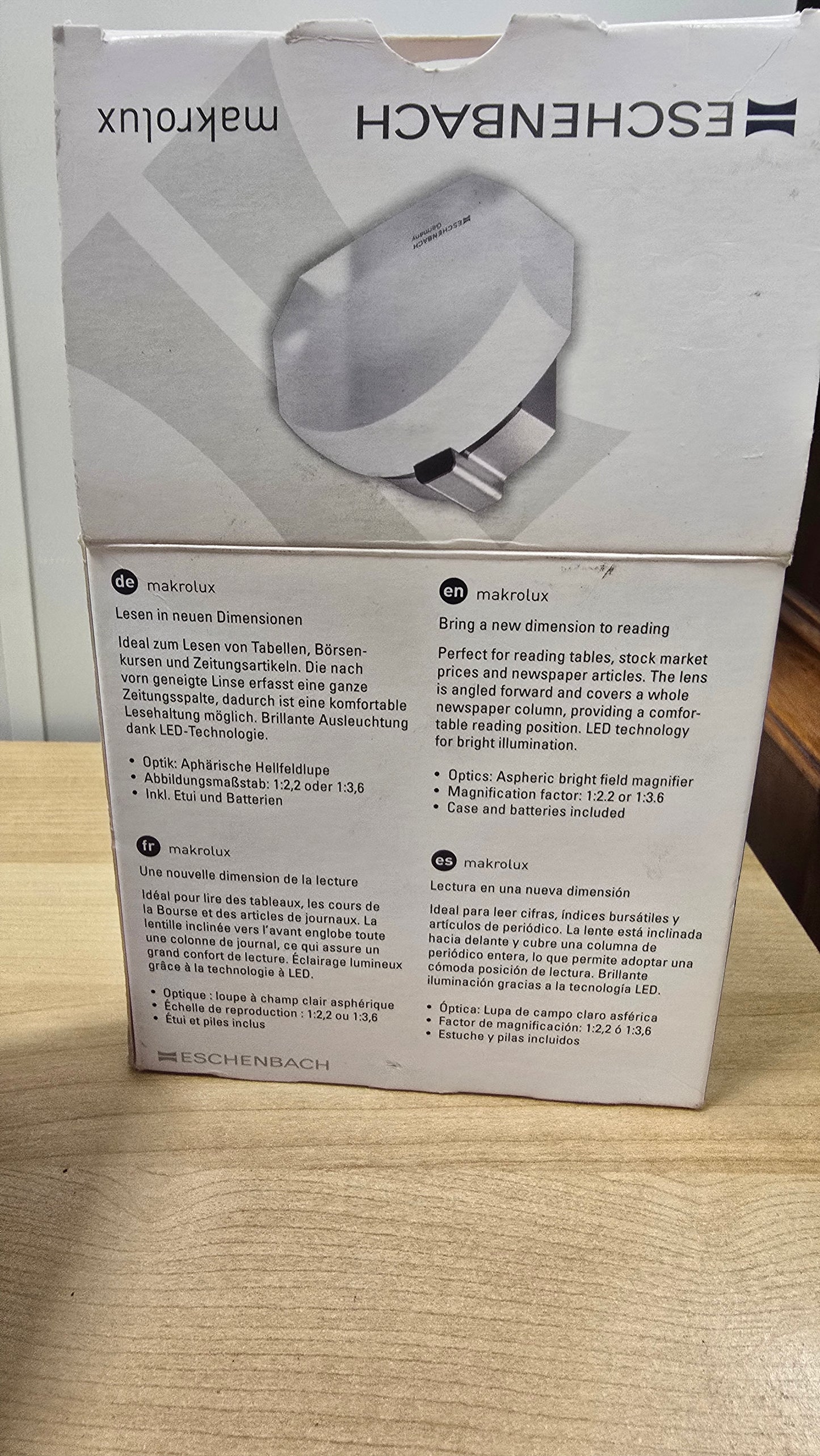 Eschenbach Makrolux 2.2x LED Illuminated Stand Magnifier - Complete Set