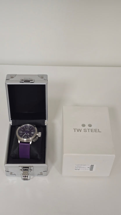 TW Steel Canteen TW515 Watch 45mm Purple/Blu Dial & Strap - Full Box Set & New Battery