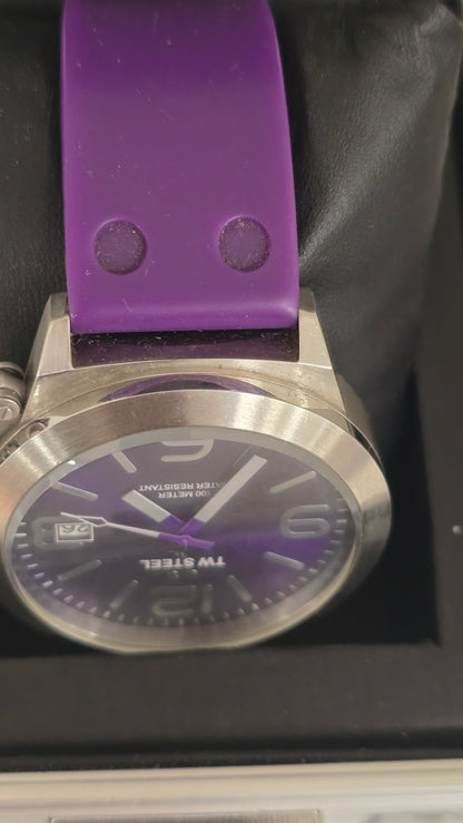 TW Steel Canteen TW515 Watch 45mm Purple/Blu Dial & Strap - Full Box Set & New Battery