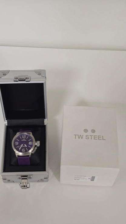 TW Steel Canteen TW515 Watch 45mm Purple/Blu Dial & Strap - Full Box Set & New Battery