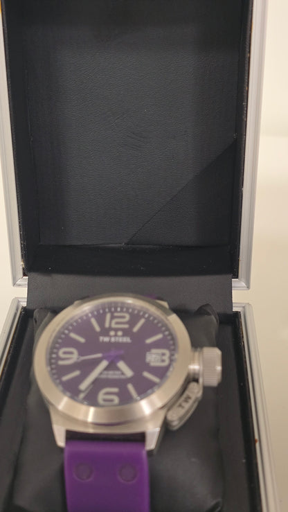 TW Steel Canteen TW515 Watch 45mm Purple/Blu Dial & Strap - Full Box Set & New Battery