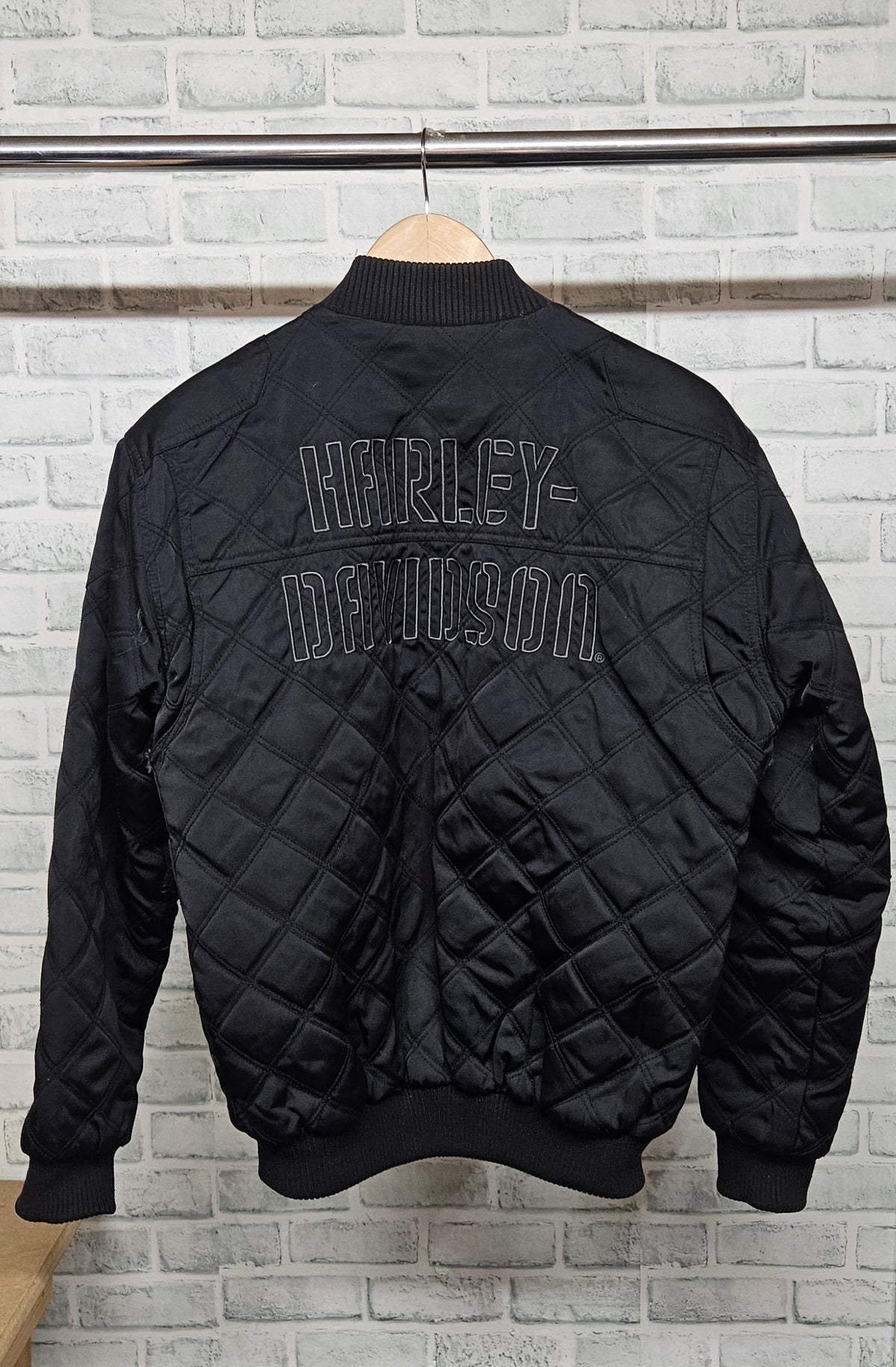 Harley-Davidson Motorcycles Black Quilted Reversible Bomber Jacket