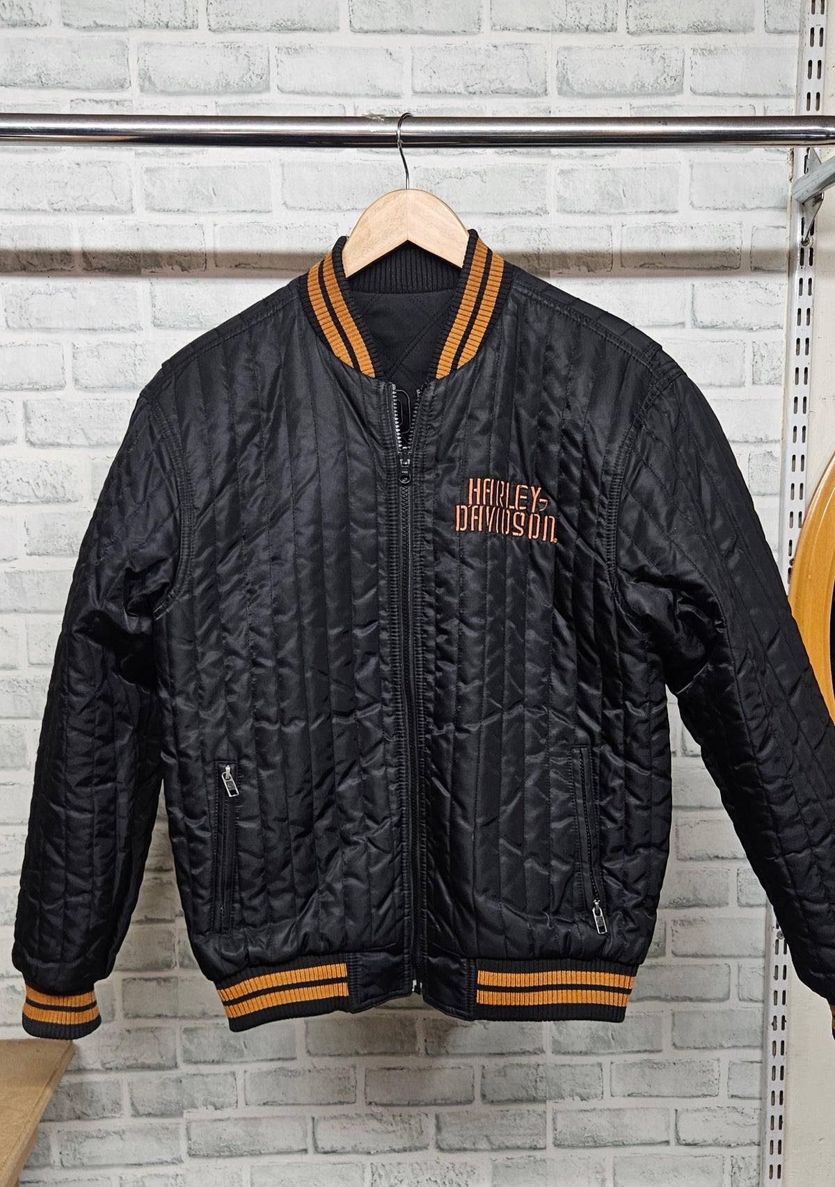 Harley-Davidson Motorcycles Black Quilted Reversible Bomber Jacket