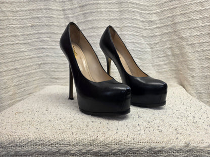 Yves Saint Laurent Black Leather Platform Heels EU 39 1/2