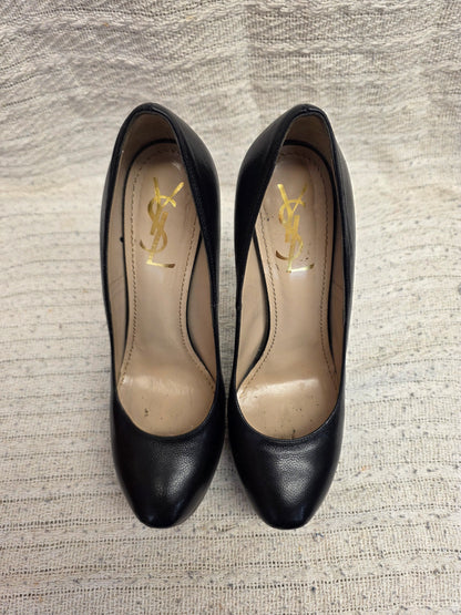 Yves Saint Laurent Black Leather Platform Heels EU 39 1/2
