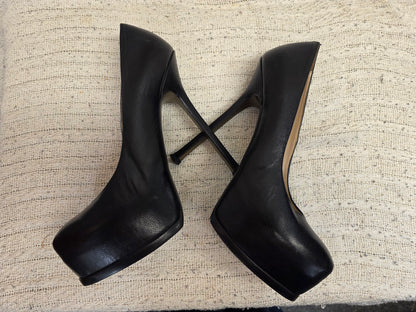 Yves Saint Laurent Black Leather Platform Heels EU 39 1/2