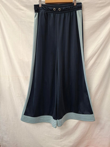Ganni Wide Leg Track Trousers in Navy Size 10