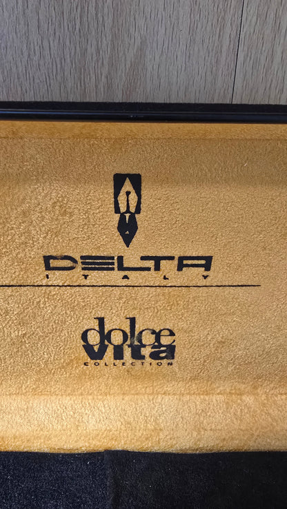 Delta DolceVita Mid-Size Ballpoint Pen - Black and Terracotta Orange Resin with Box and Refill