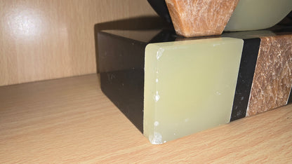 Vintage Art Deco Green Onyx & Black Marble Bookends Pair Mid Century Heavy