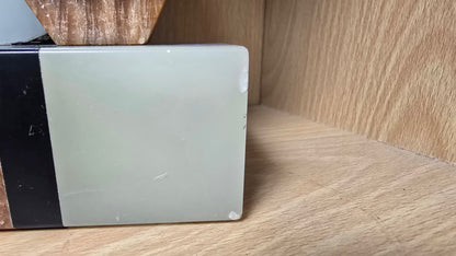 Vintage Art Deco Green Onyx & Black Marble Bookends Pair Mid Century Heavy