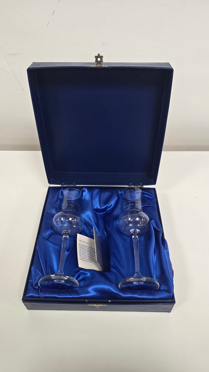 Vintage Glencairn Crystal British Steel 125 Years Presentation Set - Dalzell & Clydebridge Steelworks 1997