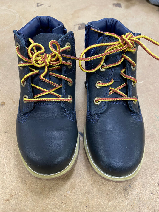 Navy Timberland Leather Zip-Up Boots Toddlers 9.5