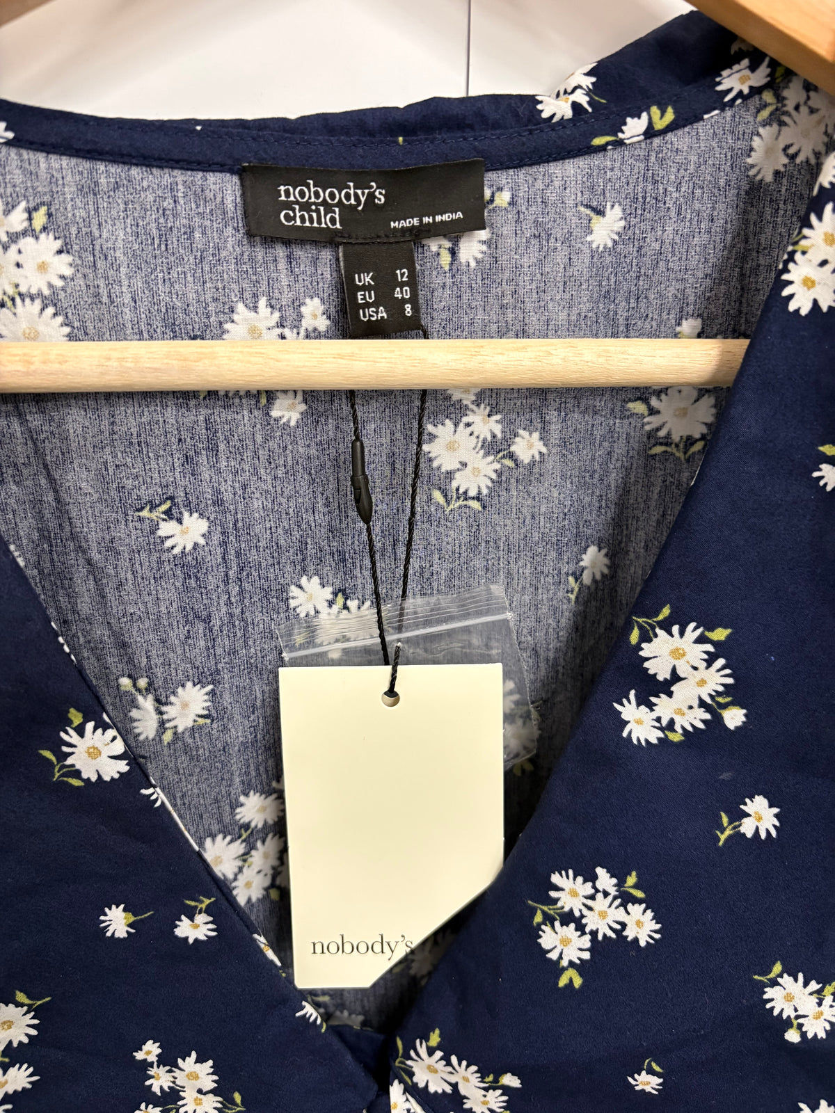 Nobody’s Child Navy and White Floral Midi-Dress Size 12 - BNWT