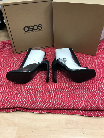 ASOS BNWT Size 6 Clear Zip Up Boots With Black Heels