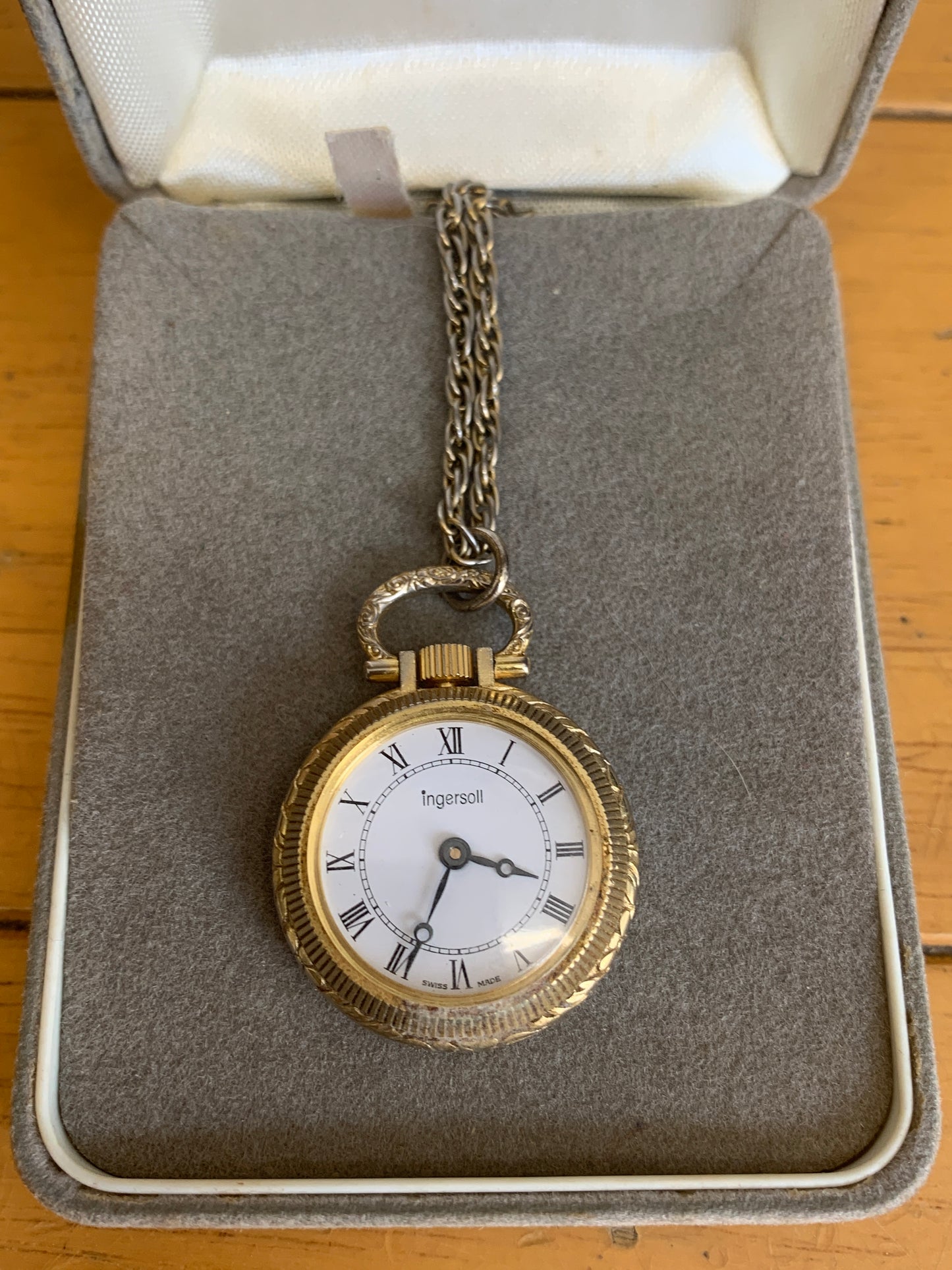 Vintage Ingersoll Gold Pocket Watch Necklace Pendant