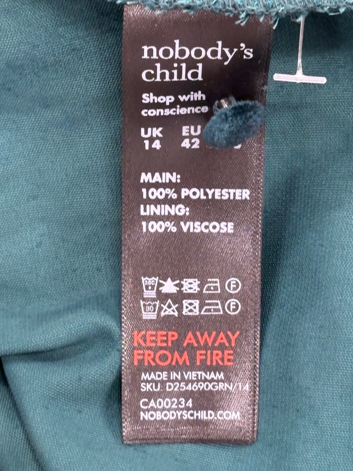 Nobody's Child Dark Green Short Sleeve Velvet Allegra Midi Dress Size 14