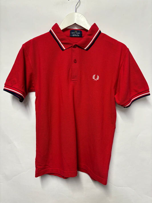 Fred Perry Red, Navy and White M3 Polo Shirt Small