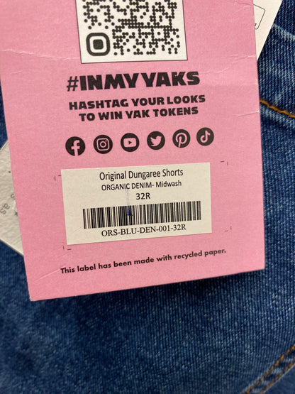 BNWT Lucy and Yak Original Dungaree Shorts Organic denim 32R