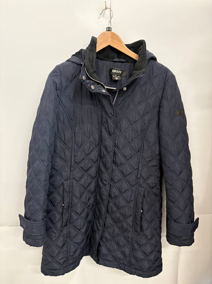 DKNY Women's Navy Blue Quilted Jacket Size 12 (US M)