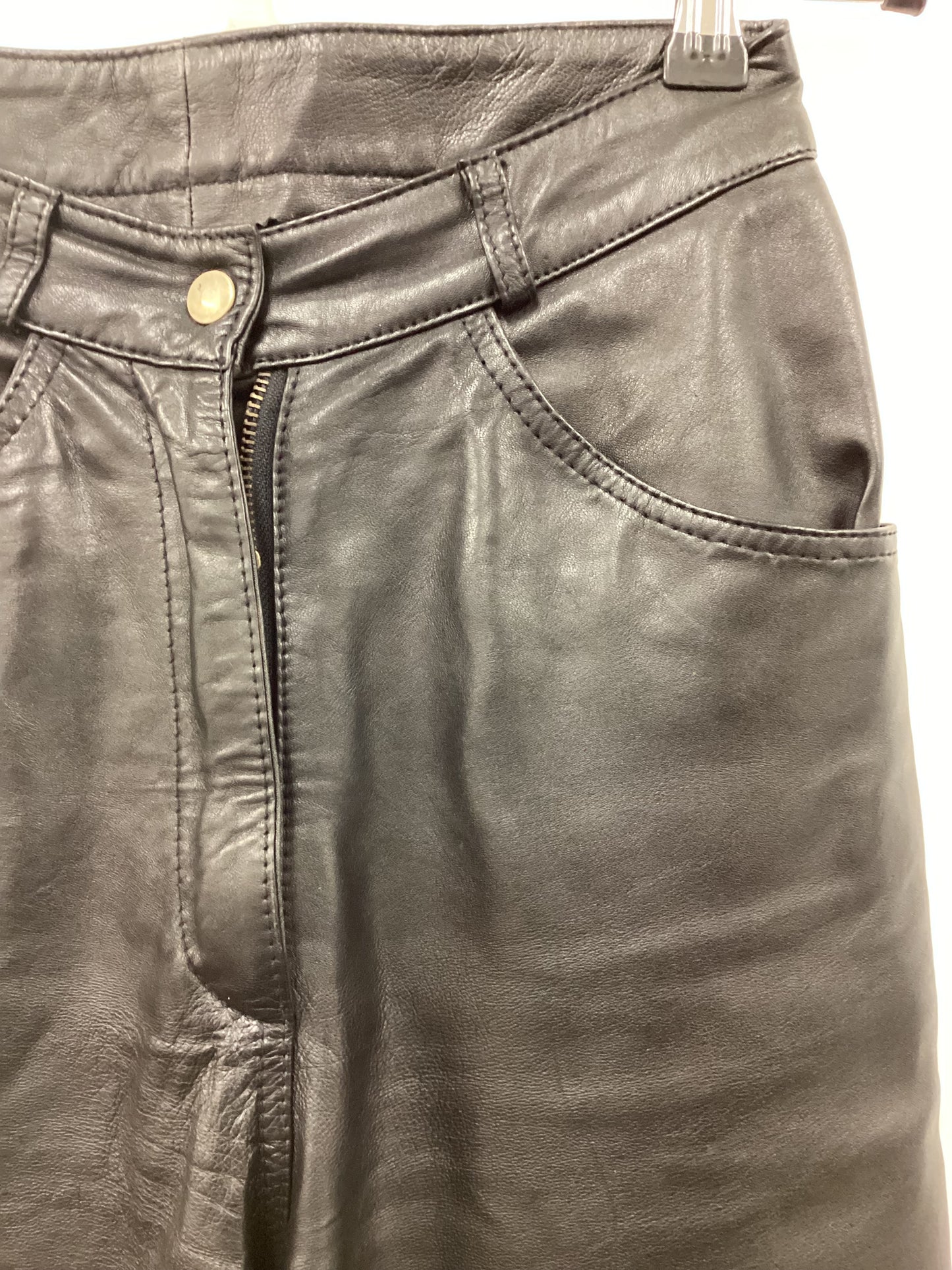 Vintage 90’s Y2K Black Leather Pants Size Small 24” Waist