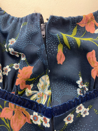 Vintage/Retro Dress Blue Floral Size S