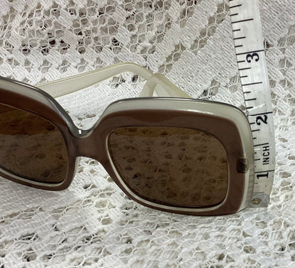 Jean Patou Paris Square Sunglasses Brown Vintage Retro 1970’s