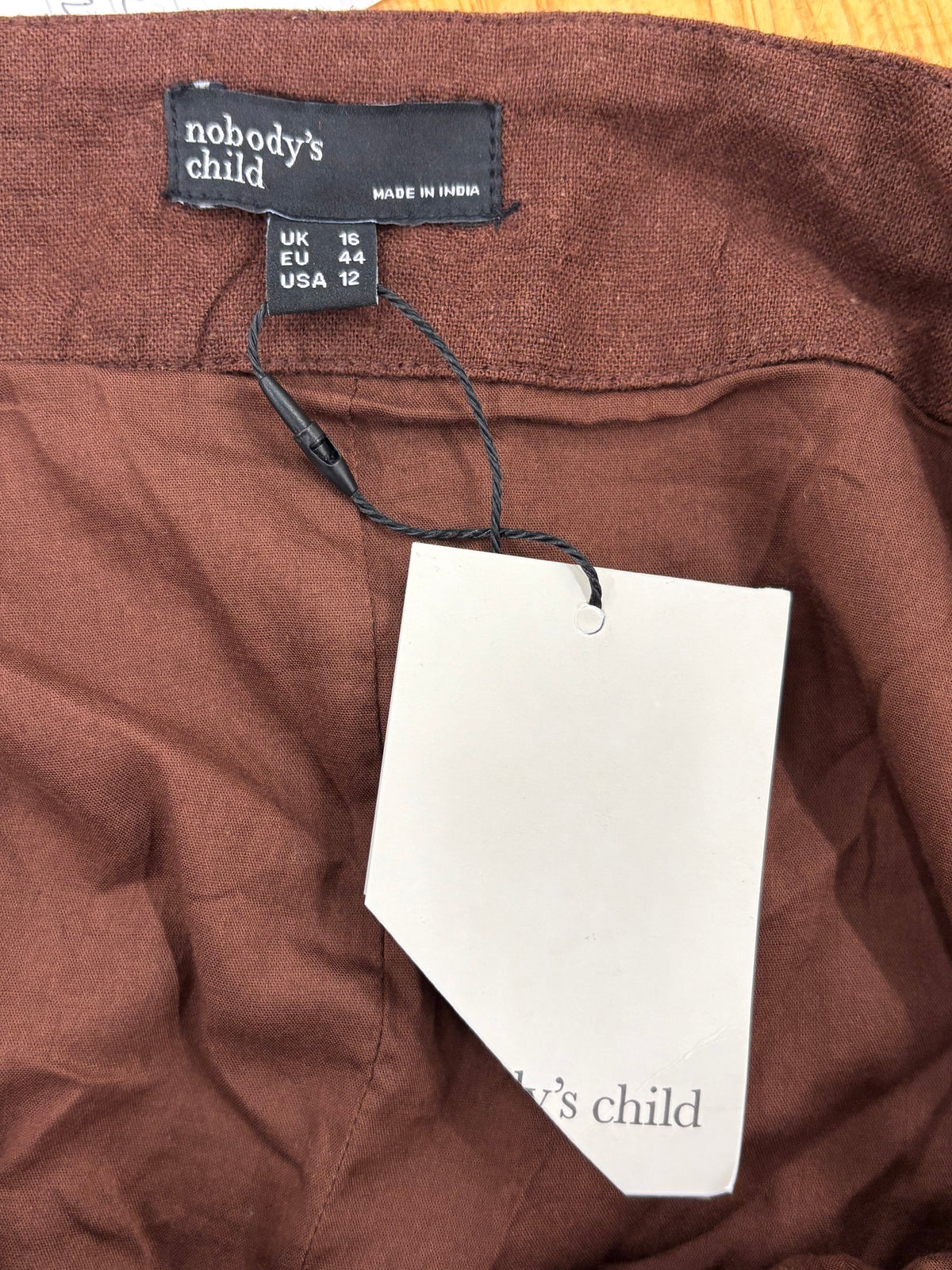 Nobody's Child Brown Linen-Blend High-Waist Mini Skirt Size 16 - BNWT