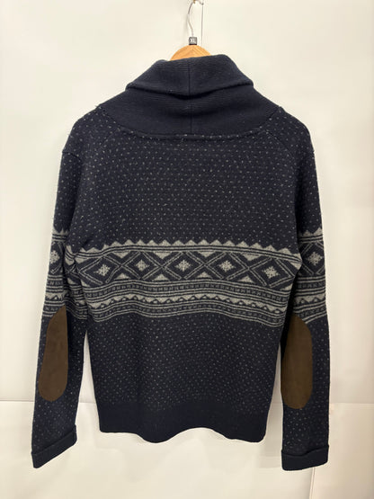 Barbour Mens Witham Shawl Neck Navy Lambswool Jumper Size XL