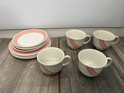 Vintage Johnson Brothers Orbit Red/White 12-Piece Teaset