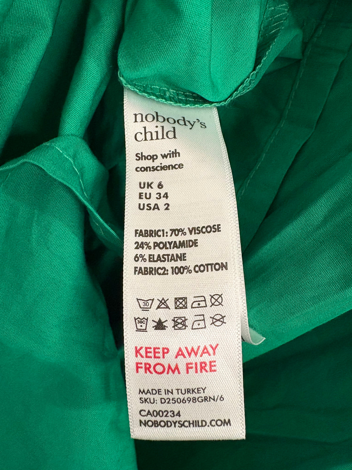 Nobody's Child Green Short-Sleeve Colorado Midi Dress Size 6 - BNWT