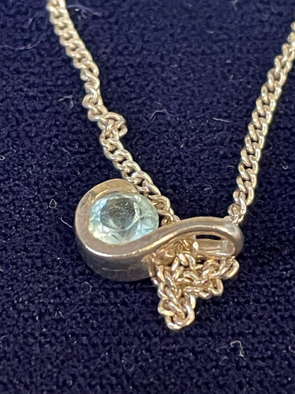 Silver 925 Swirl Pendant with Blue Topaz Necklace