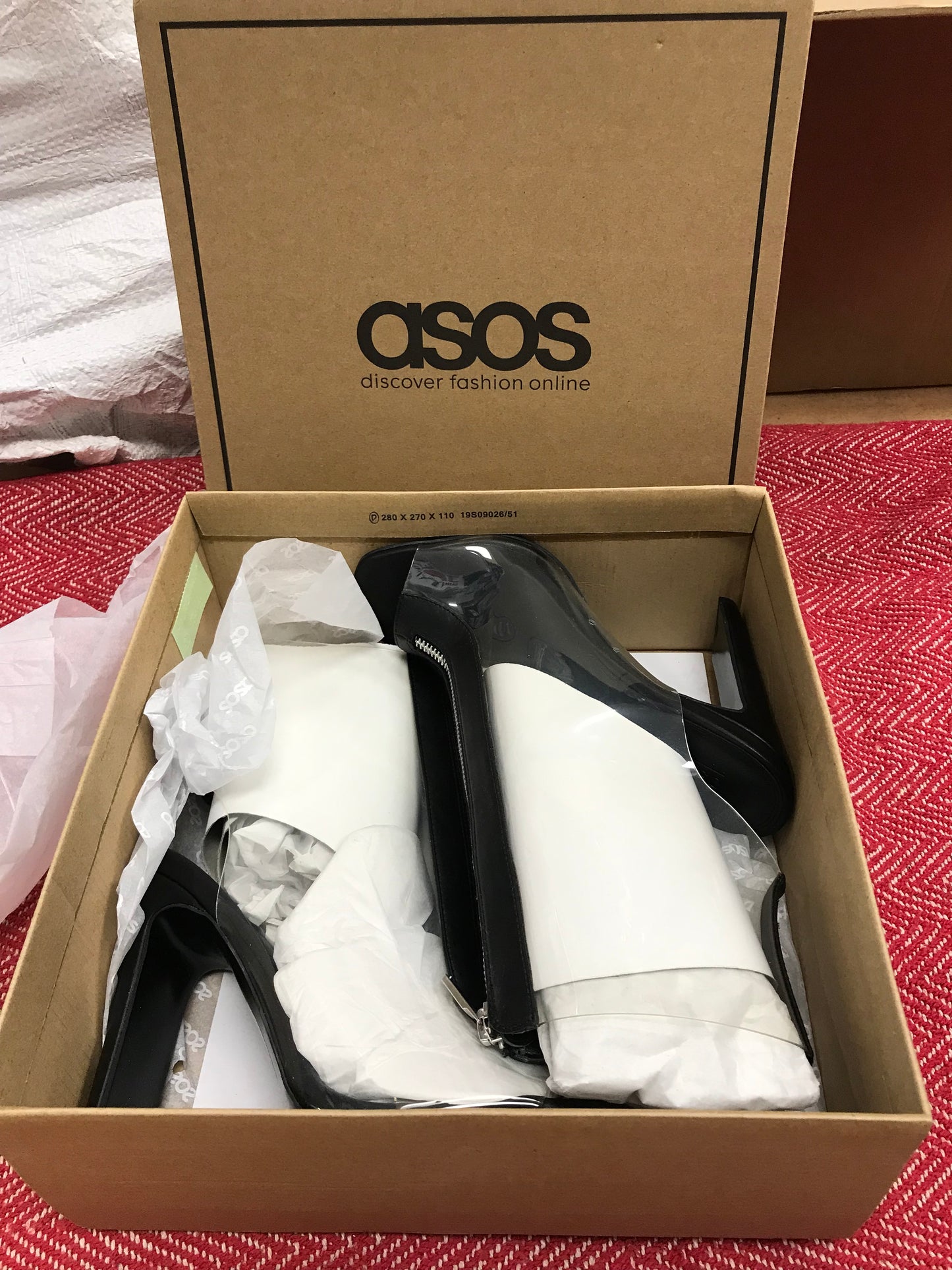 ASOS BNWT Size 6 Clear Zip Up Boots With Black Heels