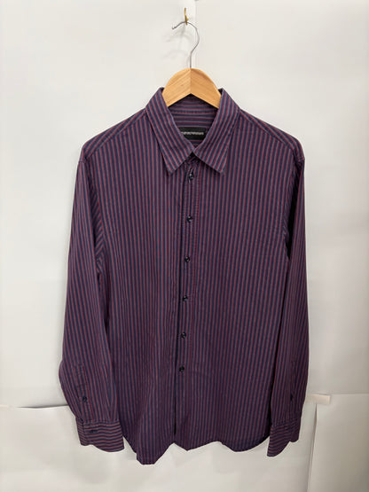 Emporio Armani Mens Blue/Red Long Sleeve Dress Shirt Size L