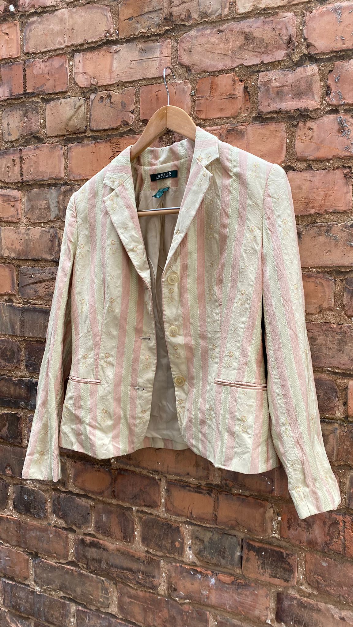 Ralph Lauren 100% Silk Blazer, Pink Cream, size 8