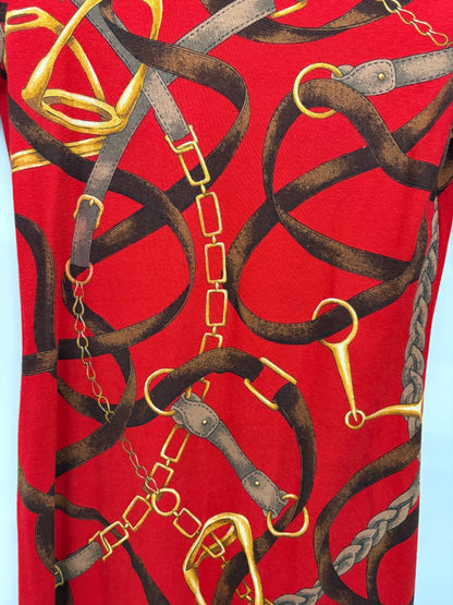 Lauren Ralph Lauren Red Chain Print Dress Size XS
