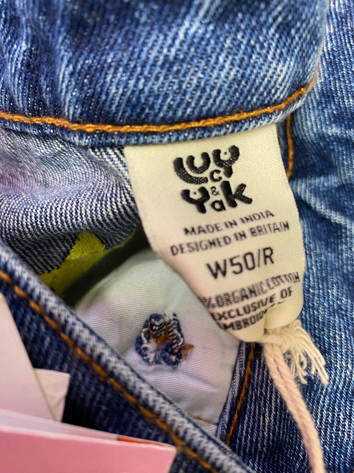 BNWT Lucy and Yak Dana Mom Jeans Organic Denim Solange Embroidery Size 50R