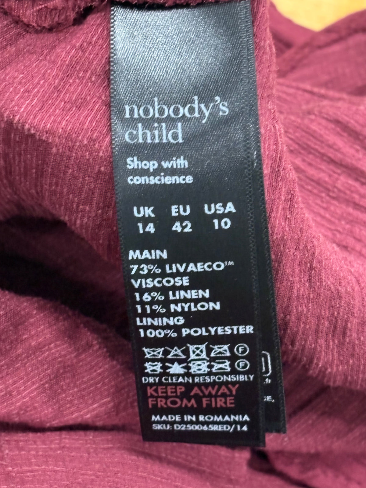 Nobody's Child Red Puff Sleeve Textured Dora Mini Dress Size 14